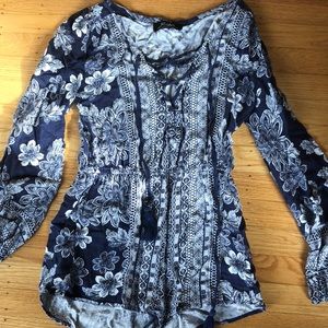 Lulus blue romper lace up